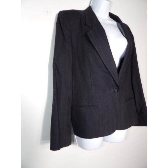 Harve Benard Blazer Womens 12 Wool Vtg Single Button Dark Navy Pinpoint Lined - Picture 11 of 14